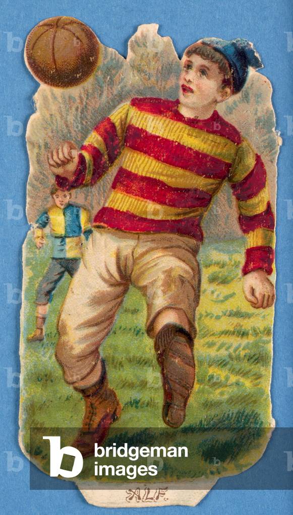 'Alf', cut-out of a footballer, 1880s-90s (colour litho)