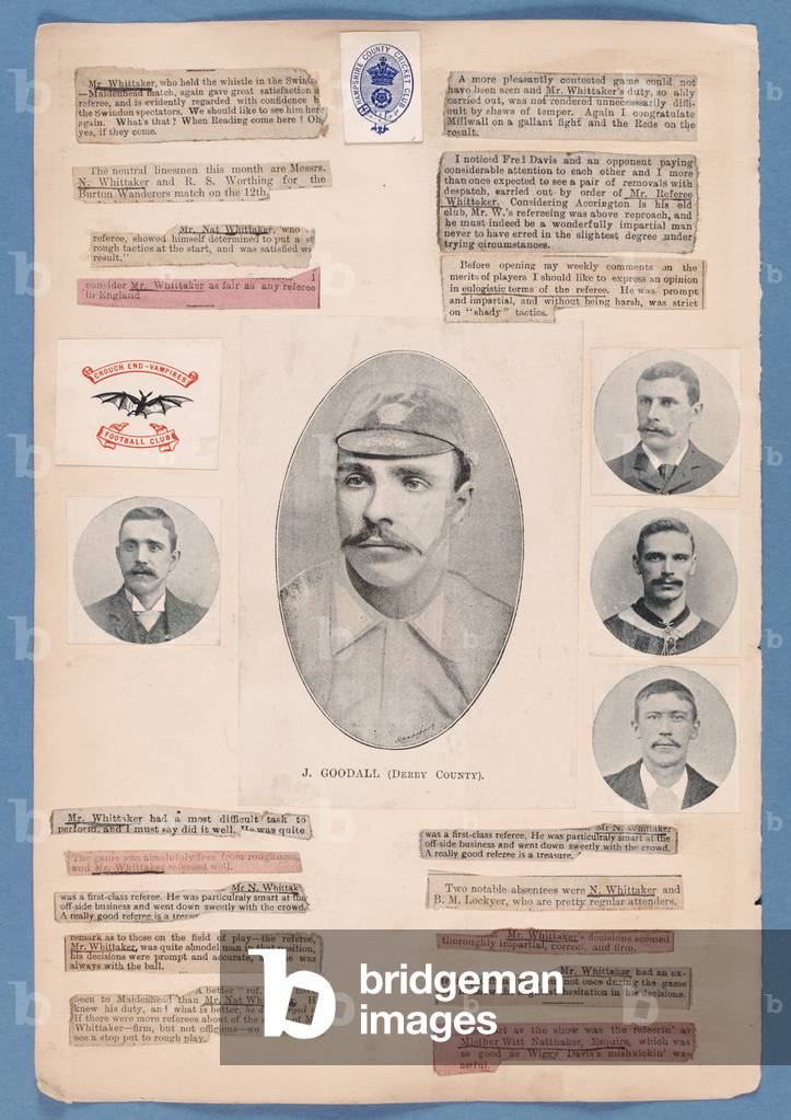 Seite aus einem Scrapbook, das von Nat Whittaker während der Saison 1895-96 zusammengestellt wurde (Lithograph