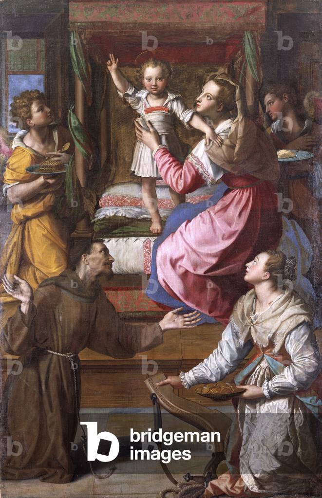 Immagine di Dipinto "madonna col bambino con santi Francesco e Lucia", 1583 di Alessandro Allori