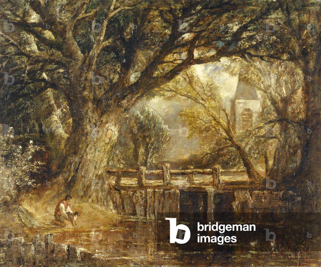 Bild von Gemälde "Die Wehranlage (Öl auf Leinwand)", 19. Jahrhundert von John Constable