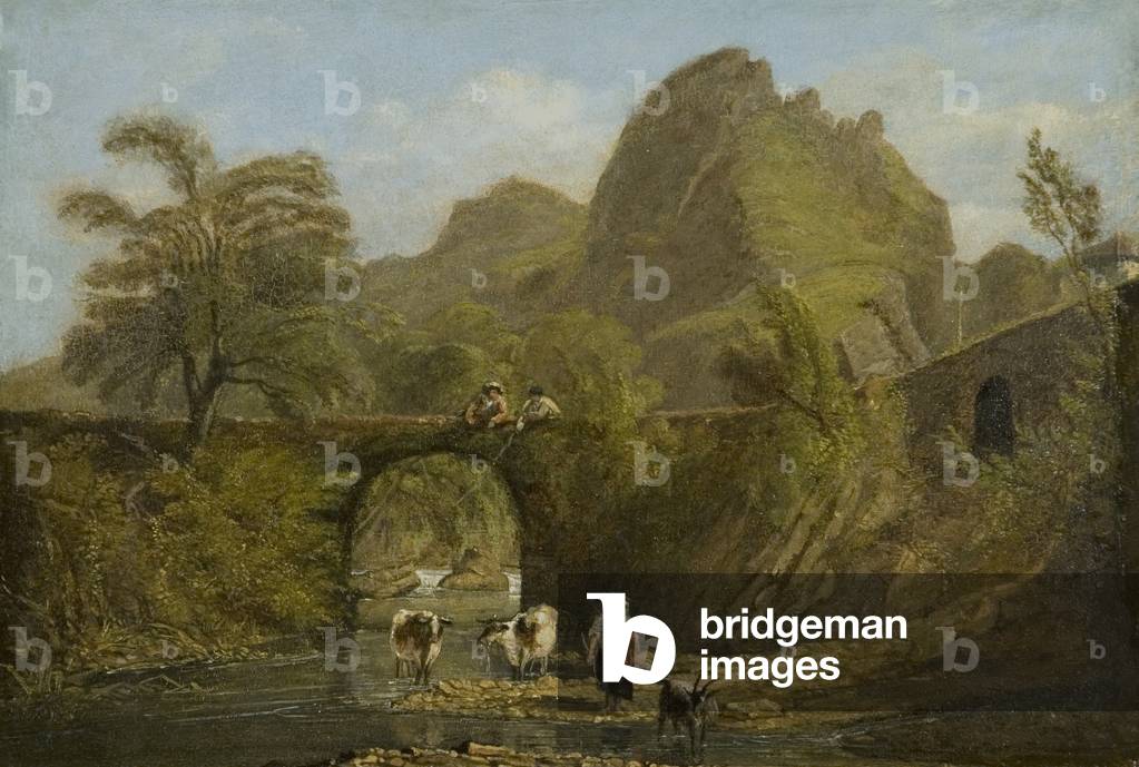 Dynas Rock and Bridge, 1820 (oil on panel)