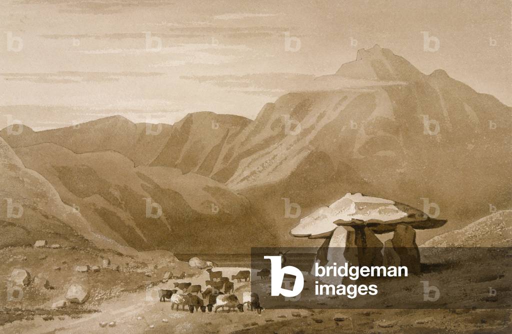 Cromlech at Gwernvale, 1832 (sepia wash on paper)