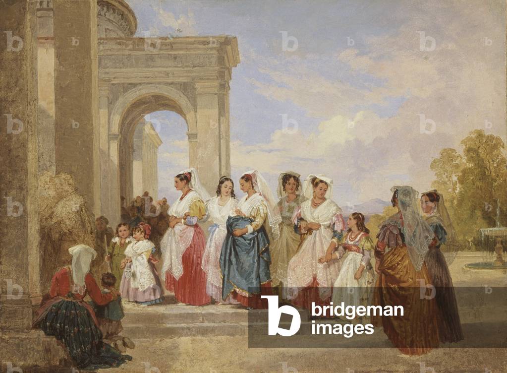 Die Prozession zur Taufe (Öl auf Mühlbrett)