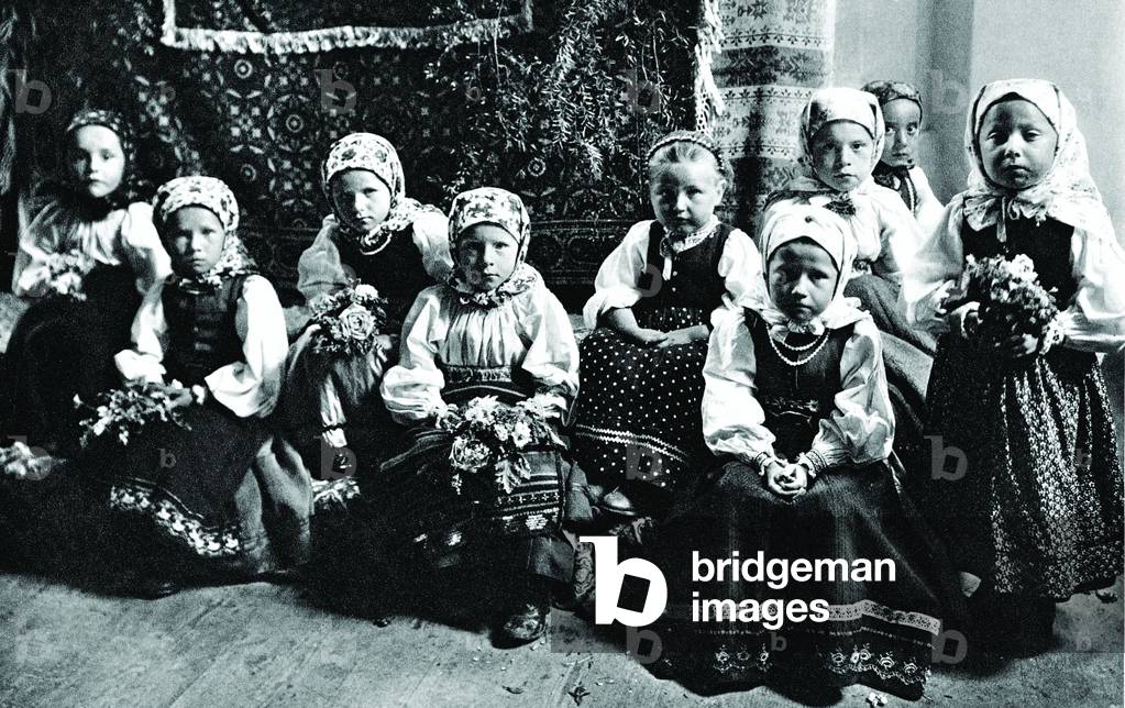 Children at the Altar of Ghina (b/w photo)