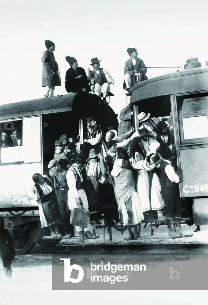 Overcrowded Train (b/w photo)