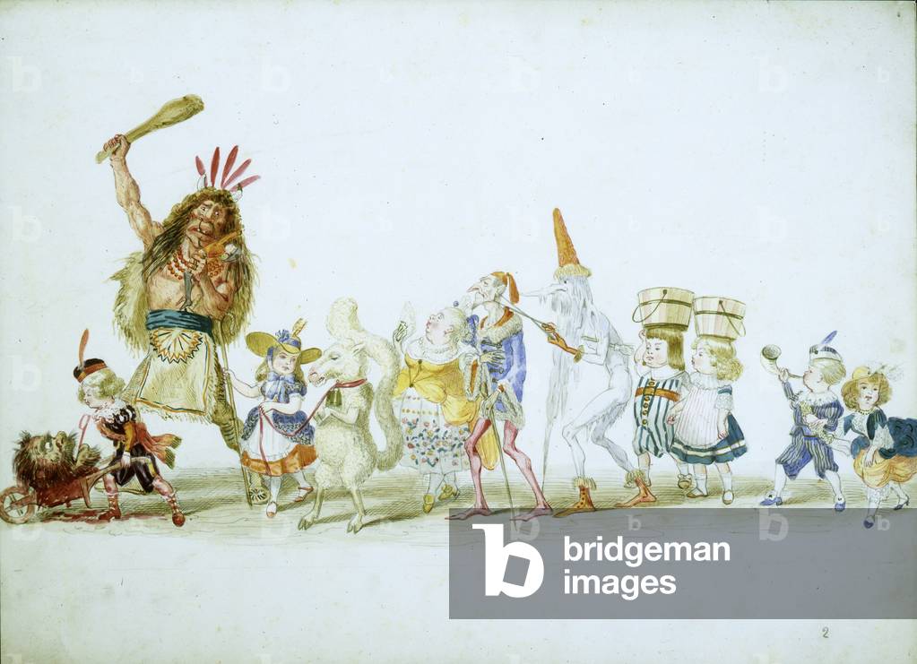 Twelfth Night Revelers' Pageant Design, 1871 (ink & w/c on bristol board)