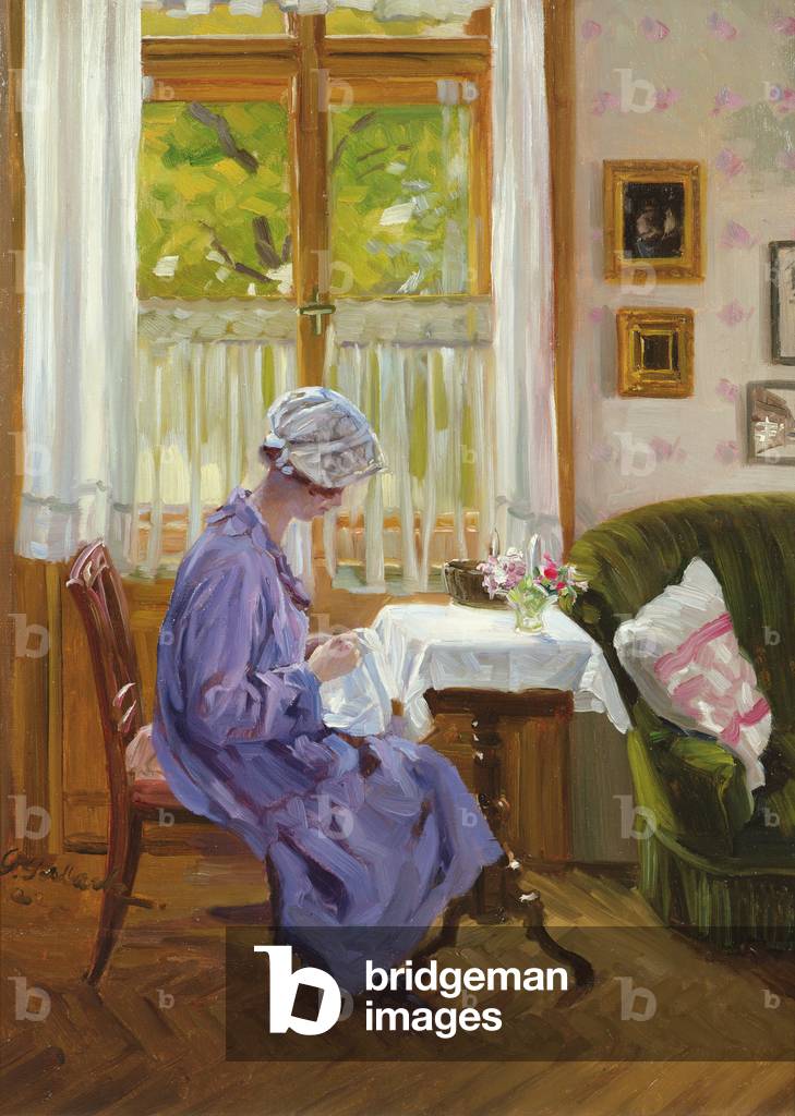 Lady Sewing by a Window