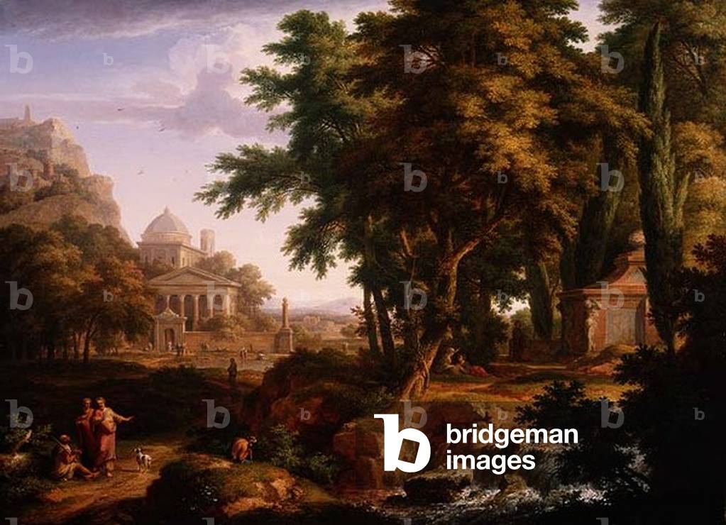 Bild von Gemälde "Arkadische Landschaft mit den Heiligen Petrus und Johannes", 1724 von Jan van Huysum