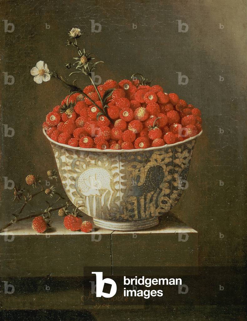 Still Life with Wild Strawberries in a Chinese Bowl by Adrian Coorte