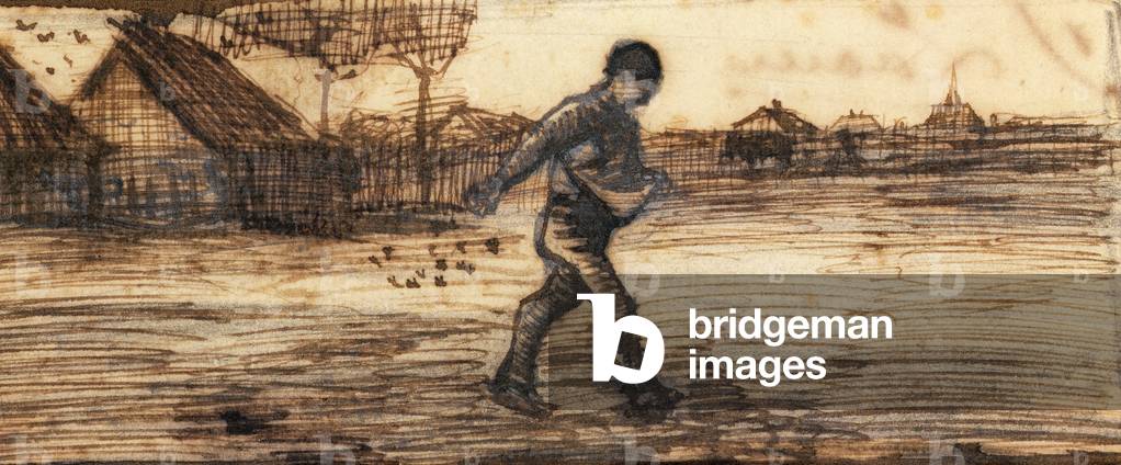 The Sower, from a series of four drawings representing the four seasons (pencil, pen & brown ink on paper) (se