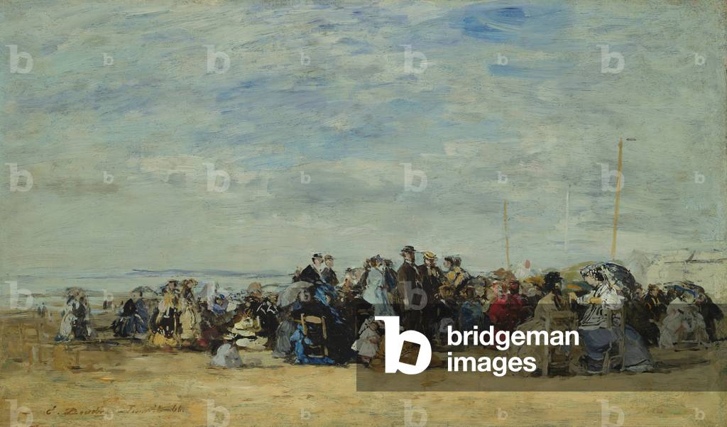 La plage de Trouville, 1866 par Eugene Louis Boudin