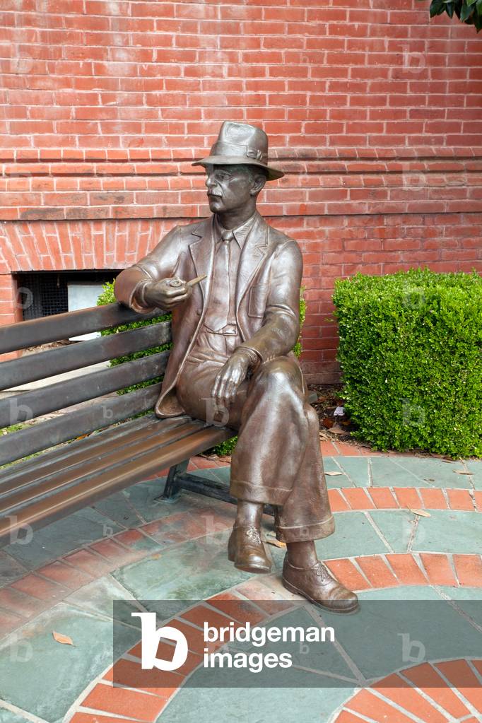 Statue of William Faulkner outside the Lafayette County Courthouse in Oxford Mississippi  (photo)