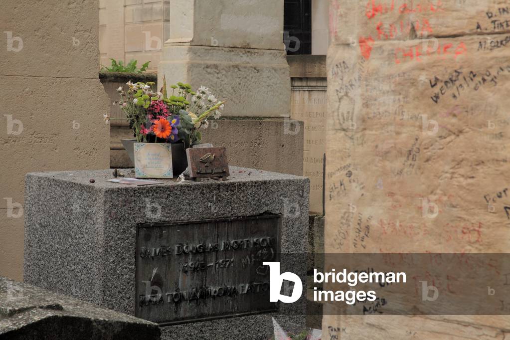 Jim Morrison  tomb in Pere Lachaise cemetery Paris