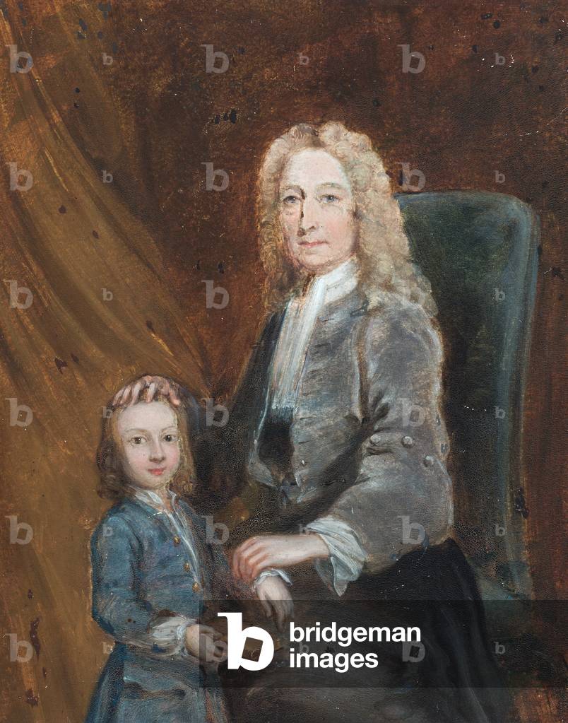 Portrait of Auditor Harley with a boy (oil on paper)