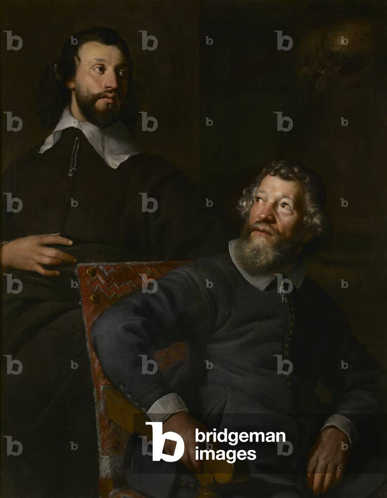 Portrait of two gentlemen, called Nicholas Stone and his son (oil on canvas)