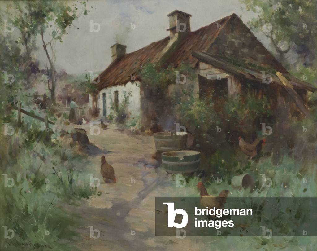 Bothy with Poultry (oil on canvas)