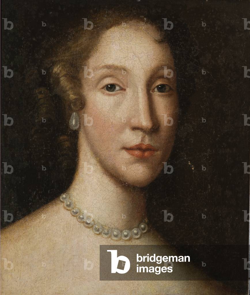 Head of a lady with a pearl necklace (oil on canvas)
