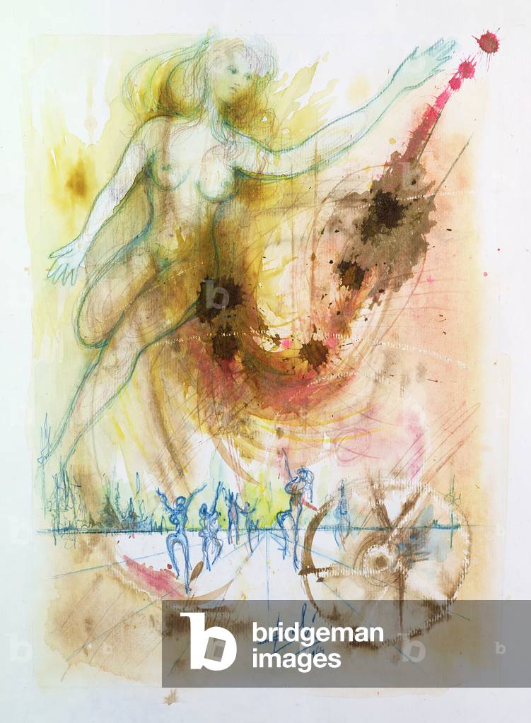 Der Flug, 1964 (w/c & Bleistift auf Papier)