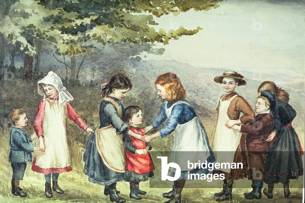 Kinderspiele, um 1880 (w/c auf Papier)