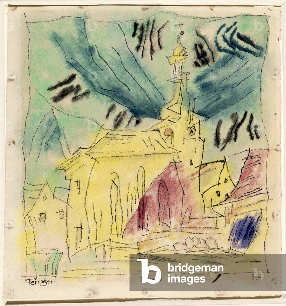 Immagine di Disegno "La chiesa del villaggio", 1920 di Lyonel Feininger