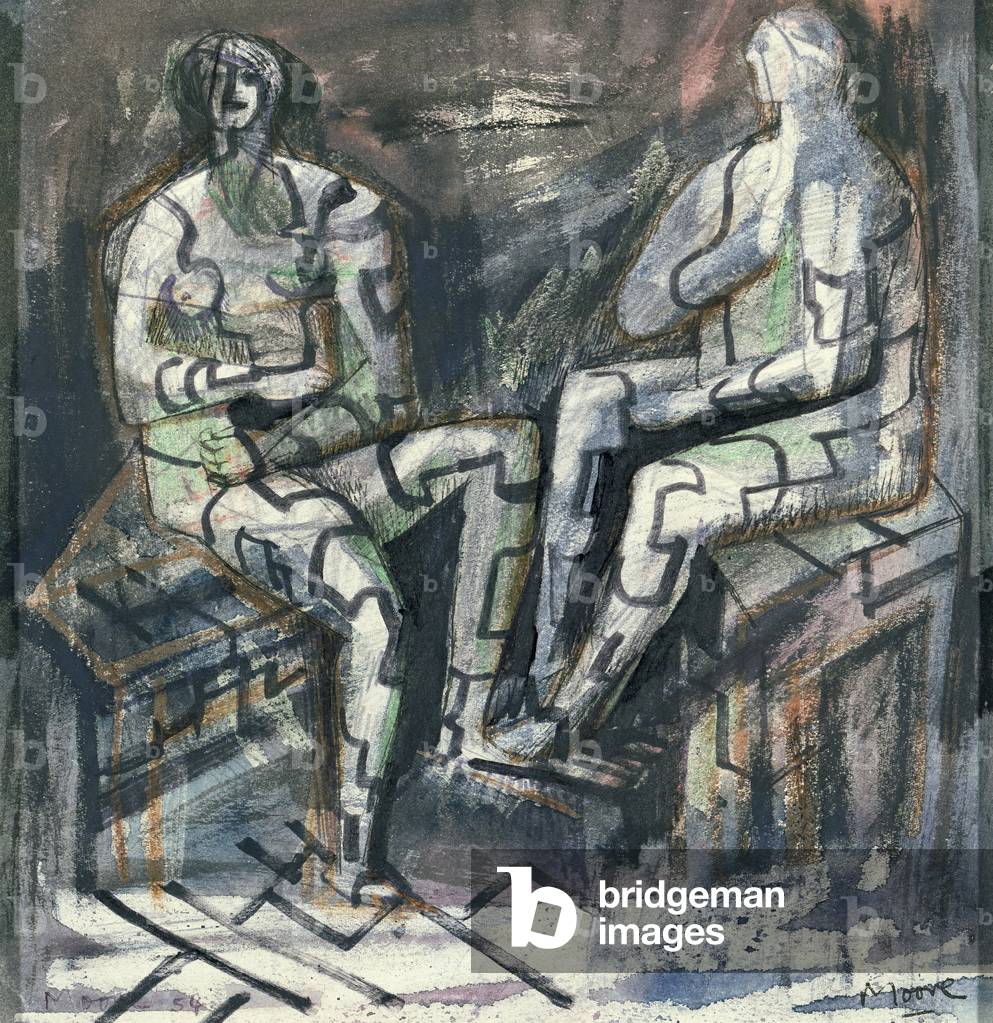 Two Seated Figures by Henry Spencer Moore