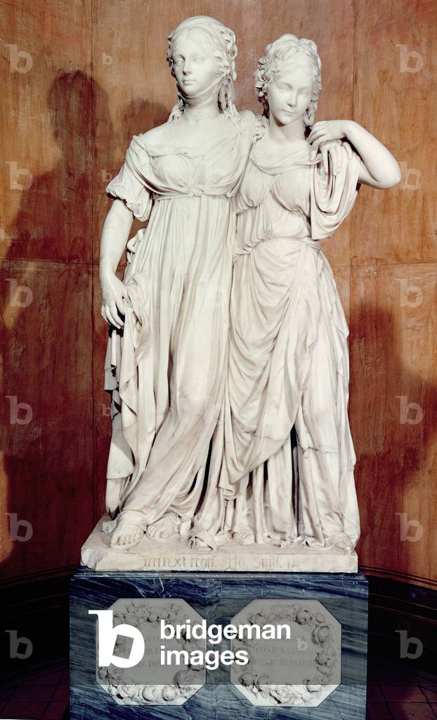 "Doppia statua delle principesse Luisa (1776-1810) e Frederica (1778-1841) di Prussia", 1795 di Johann Gottfri