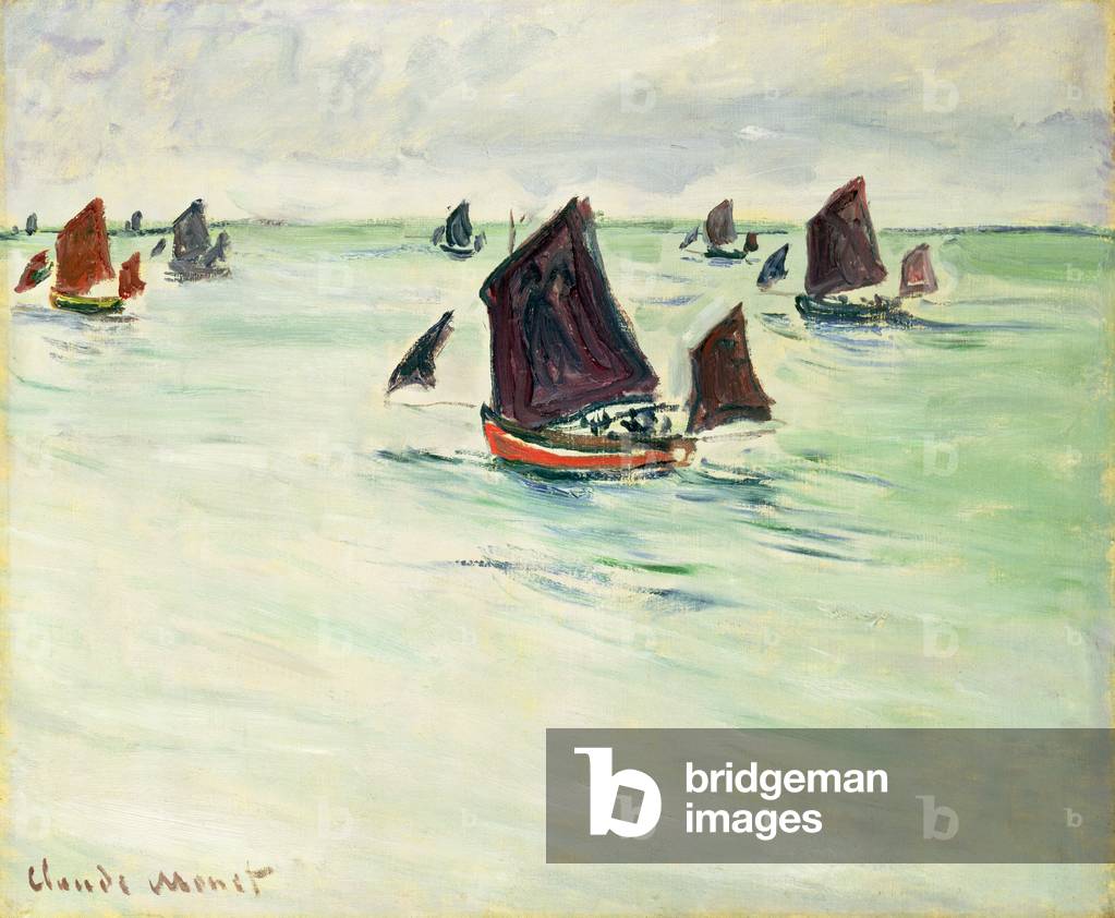 Bild von Gemälde "Fischerboote an der großen Pourville", 1882 von Claude Monet