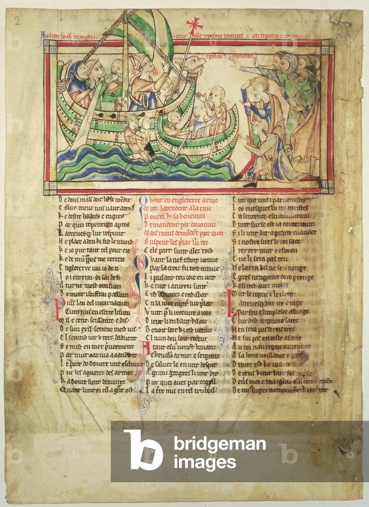 "f.4v Thomas a Becket landete bei Sandwich und segnete das Wasser", 13. Jahrhundert von English School