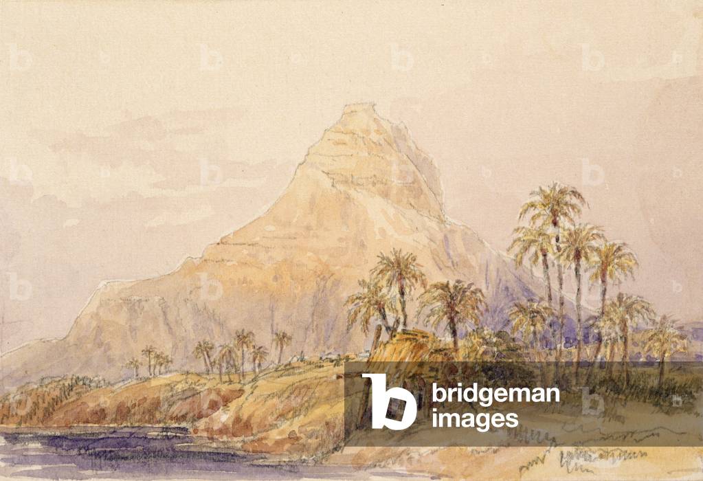 Immagine di Disegno "Vulcano spento tra El Deir e Abu Simbel", 19th Secolo di Arthur Sherwood Edwards, b/w