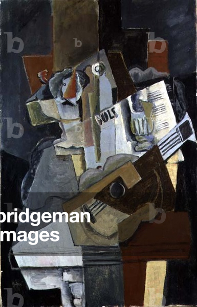 Natura morta con chitarra (olio su tela)