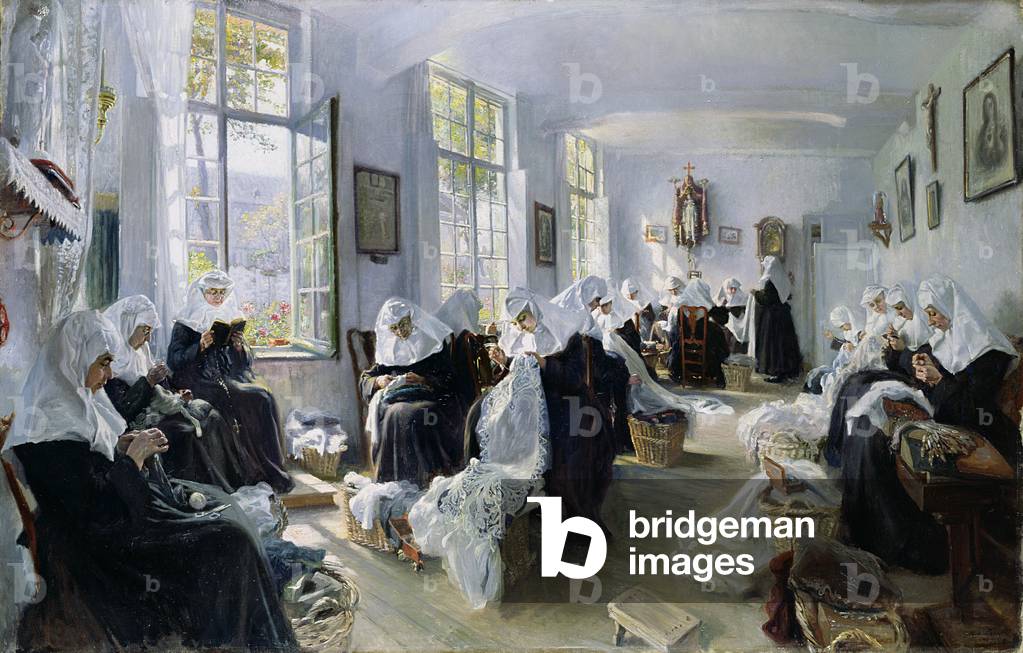 Immagine di Dipinto "Merlettaie di Gand", 1913 di Max Silbert