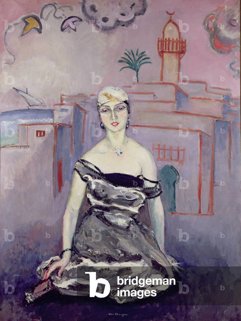 Immagine di Dipinto "Donna in un paesaggio nordafricano (olio su tela)", 20th Secolo di Kees van Dongen