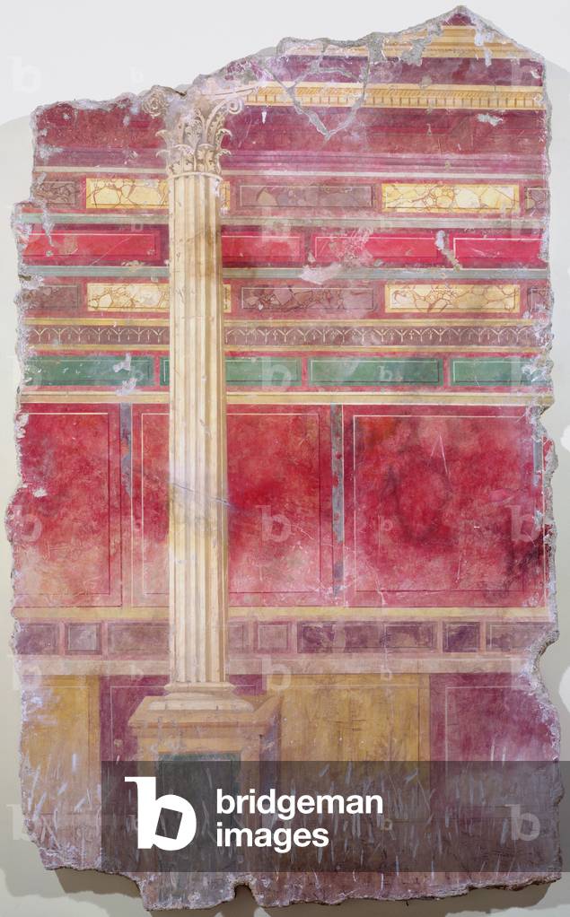 "Senza titolo (rosso con colonna) 1977 (acrilico e gesso su tela)", 1977 di Peter Saari