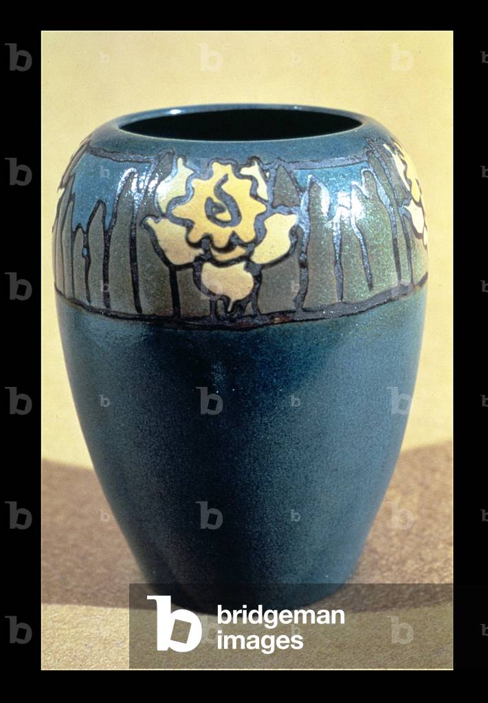 Vase with flower motif, c.1910 (painted and glazed ceramic)