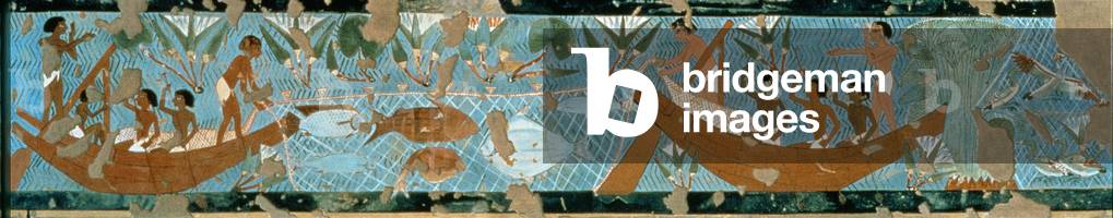 Wall painting from the tomb of Ipuy, Thebes, depicting a fishing scene, New Kingdom, c.1275 BC (painted limestone)