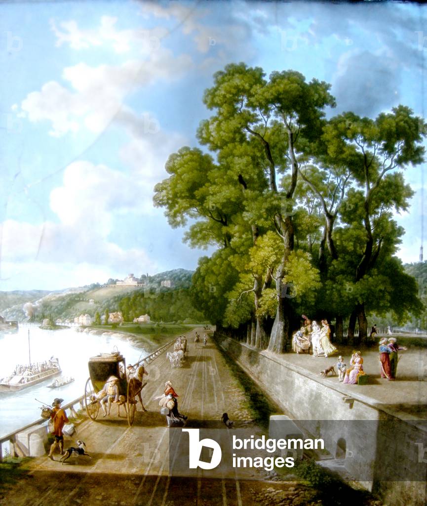 The Park at Saint-Cloud by the Seine, Dihl Factory, 1809 (oil on glass)