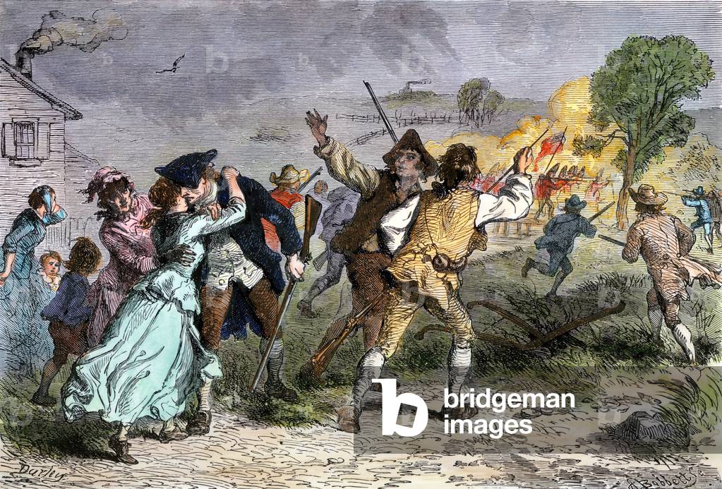 Image de Gravure représentant Guerre d'Independance des Etats Unis d'Amerique (1775-1783) :  Minutemen partant
