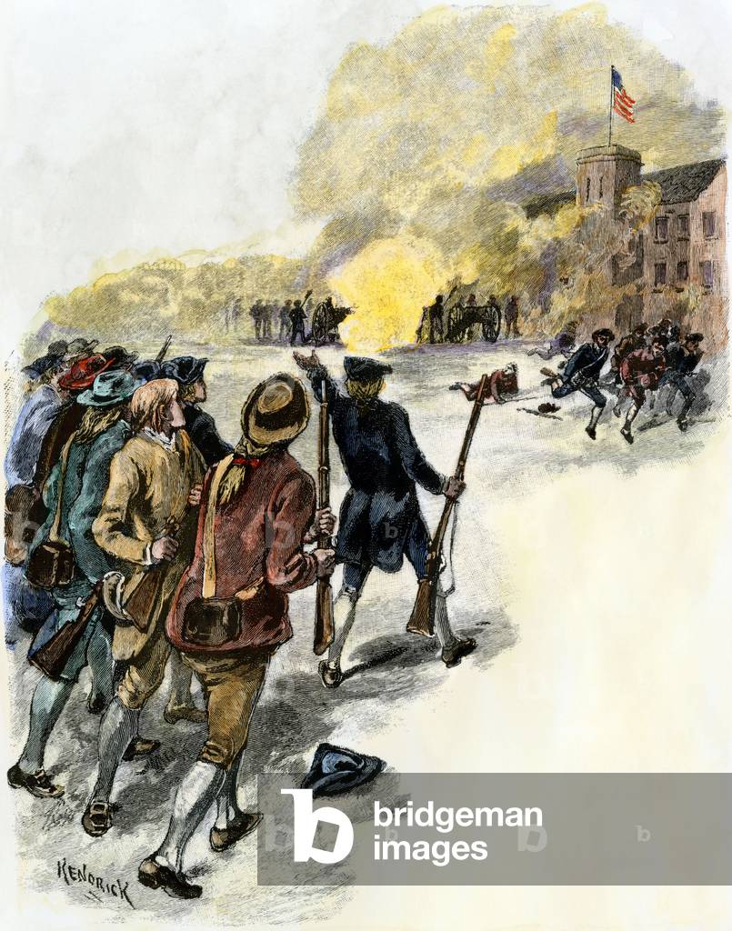 Immagine di Incisione "Milizia del Massachusetts che attaccò i ribelli durante la rivolta di Shays (Shays' Reb