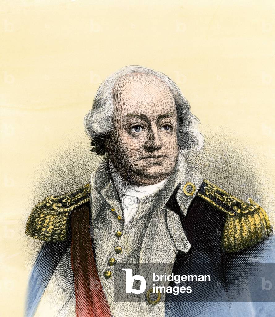 Portrait of General of the American Continental Army Benjamin Lincoln (1733-1810) during the War of Independence. Engraving.