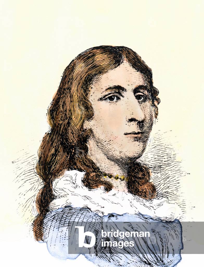Portrait of Deborah Sampson Gannett (1760-1827) found during the War of Independence of the United States of America (1775-1783) who took a false identity of Robert Shurtleff to enroll in the continental army. Colourful engraving of the 19th century.