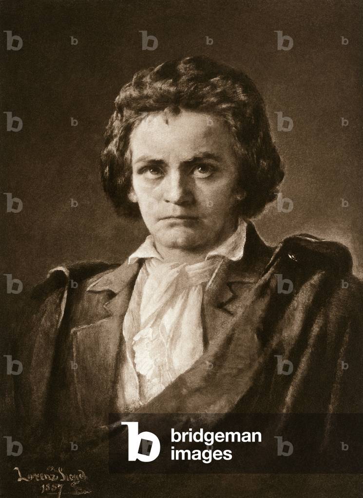 Portrait of Ludwig Van Beethoven (1770-1827), German composer - Illustration 1887 - Composer Ludwig van Beethoven - Photogravure of an illustration