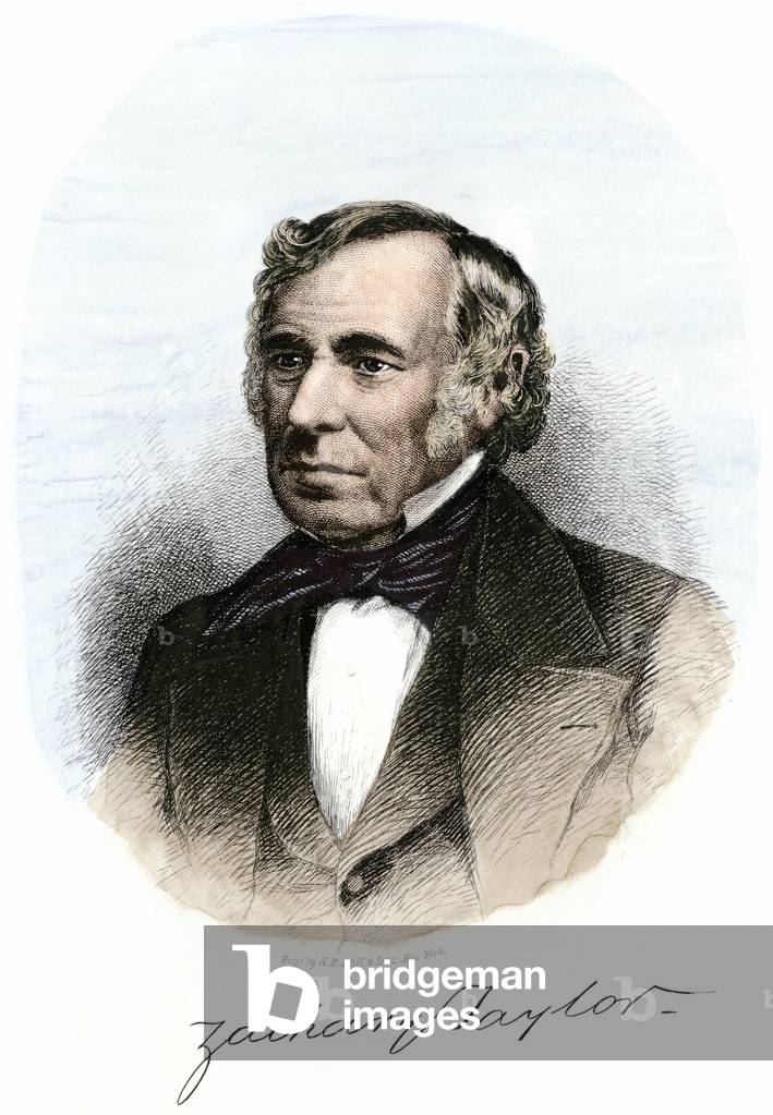 Portrait of American President Zachary Taylor (1784-1850) with autograph.