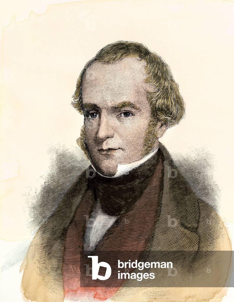 Portrait of Stephen Fuller Austin (1793-1836), American settler of Texas. Colourful engraving of the 19th century.