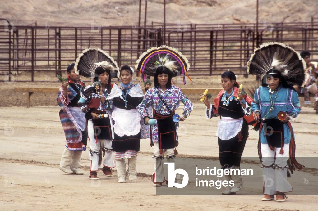 Hopi corn dancers performing at the Intertribal Indian Ceremonials in Gallup, New Mexico.