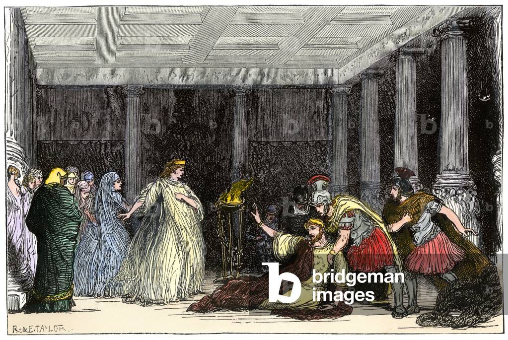 Tennyson's “” The Cup”” performed at the Lyceum by Henry Irving and Ellen Terry, 1881.