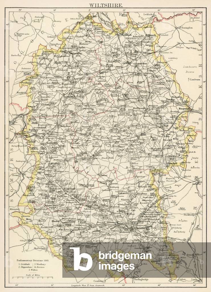 Image of Map of the Earl of Wiltshire (England), circa 1870. 19th