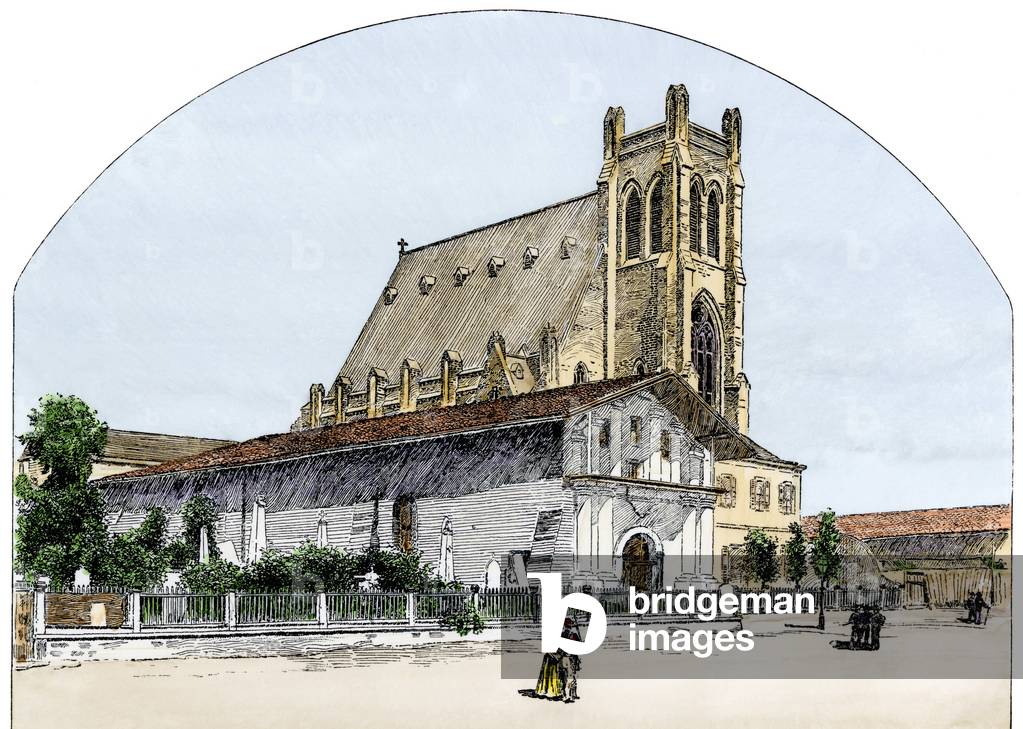 United States, State of California: San Francisco Dolores Mission, years 1880. Colour engraving of the 19th century.