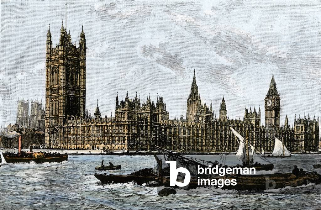 Immagine di Incisione "L'Abbazia di Westminster e la House of Parliament hanno vedute di Londra dall'altra riv