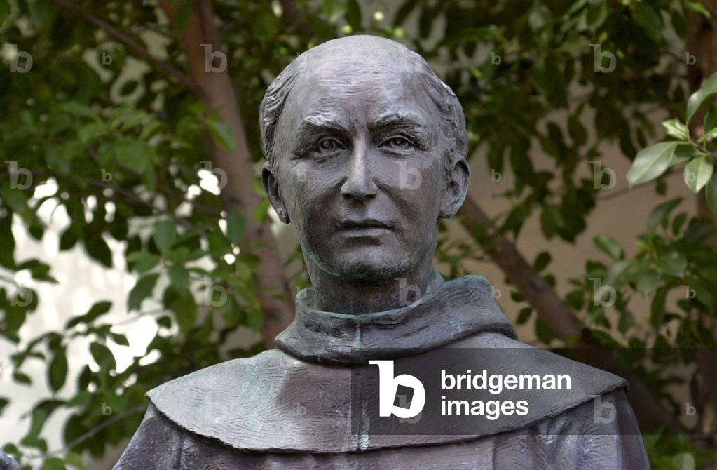 History of Religions: Statue of Pere Junipero Serra, Spanish Franciscan missionary, San Diego Queretaro Mission, Mexico