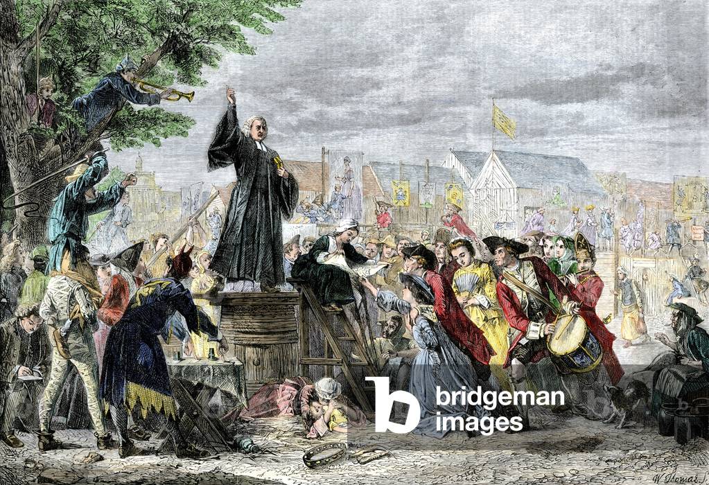 Geschichte der Religionen: George Whitefield (1714-1770), einer der Führer des Methodismus, der 1742 in Moorfi